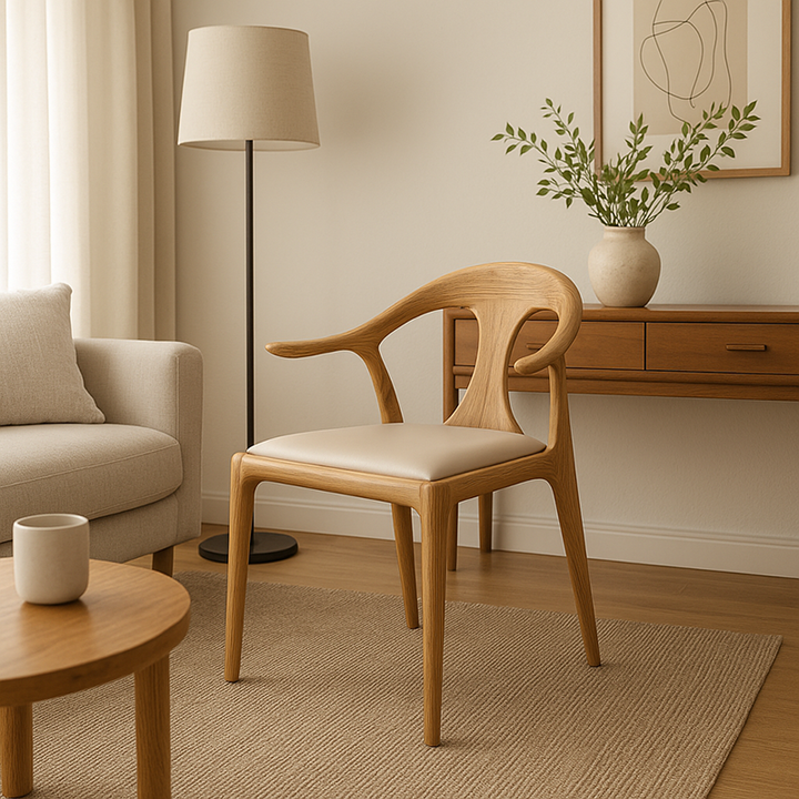 Fresno Blanco de América del Norte - Silla Contemporánea Escandinava de Madera Maciza: Respaldo y Reposabrazos Contorneados de Una Pieza para Comedor 
