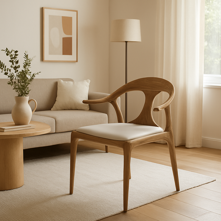 Fresno Blanco de América del Norte - Silla Contemporánea Escandinava de Madera Maciza: Respaldo y Reposabrazos Contorneados de Una Pieza para Comedor 