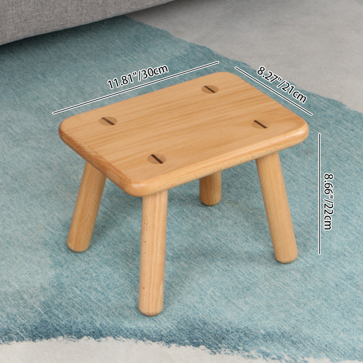Tabouret bas rectangulaire contemporain créatif en bois massif de hêtre pour enfants, pour entrées et salon 