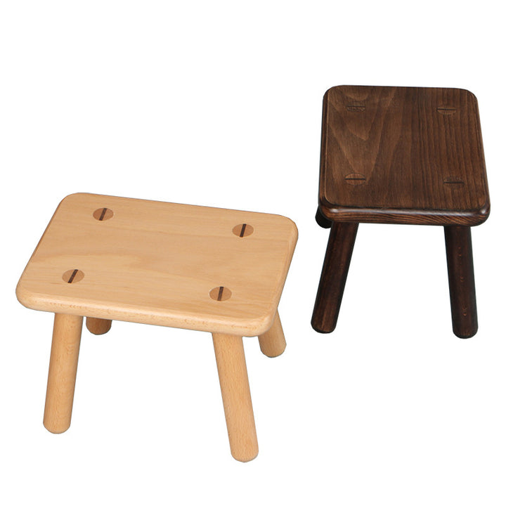 Tabouret bas rectangulaire contemporain créatif en bois massif de hêtre pour enfants, pour entrées et salon 