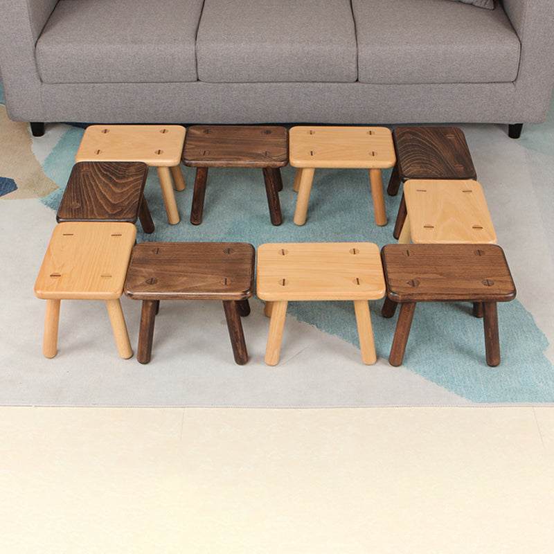Tabouret bas rectangulaire contemporain créatif en bois massif de hêtre pour enfants, pour entrées et salon 