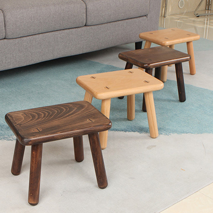 Tabouret bas rectangulaire contemporain créatif en bois massif de hêtre pour enfants, pour entrées et salon 