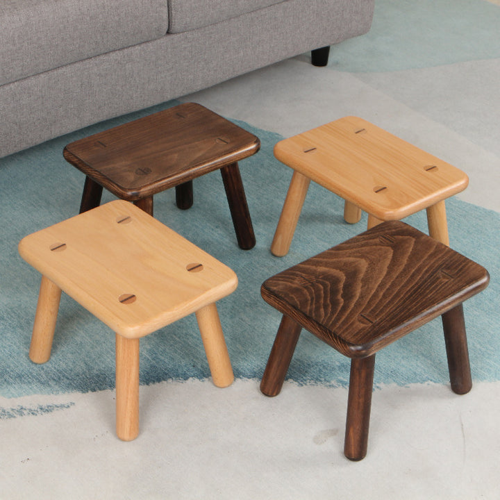 Tabouret bas rectangulaire contemporain créatif en bois massif de hêtre pour enfants, pour entrées et salon 