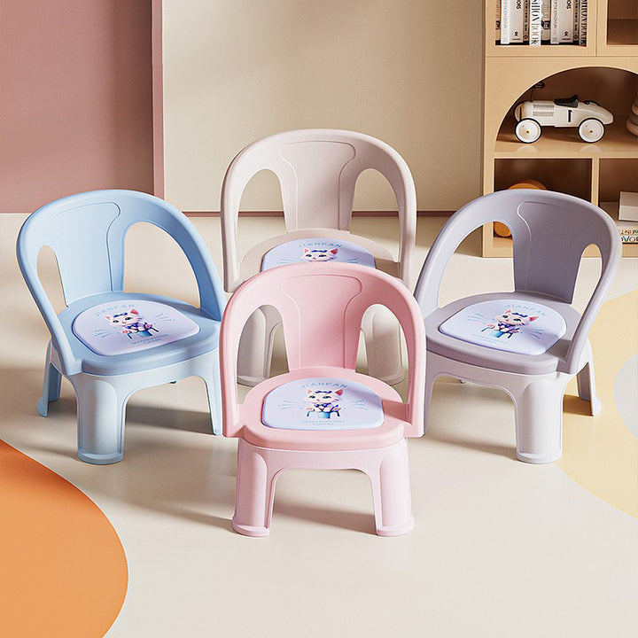 Tabouret bas empilable contemporain et créatif en PP à émission sonore avec dossier et accoudoirs pour enfants, pour salon et chambre 