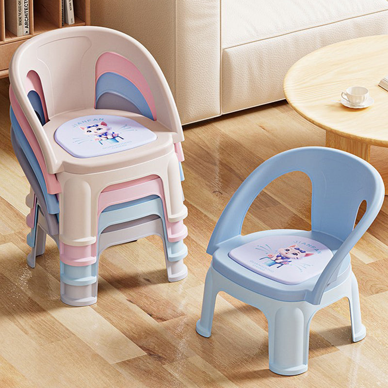 Tabouret bas empilable contemporain et créatif en PP à émission sonore avec dossier et accoudoirs pour enfants, pour salon et chambre 