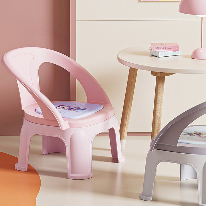 Tabouret bas empilable contemporain et créatif en PP à émission sonore avec dossier et accoudoirs pour enfants, pour salon et chambre 