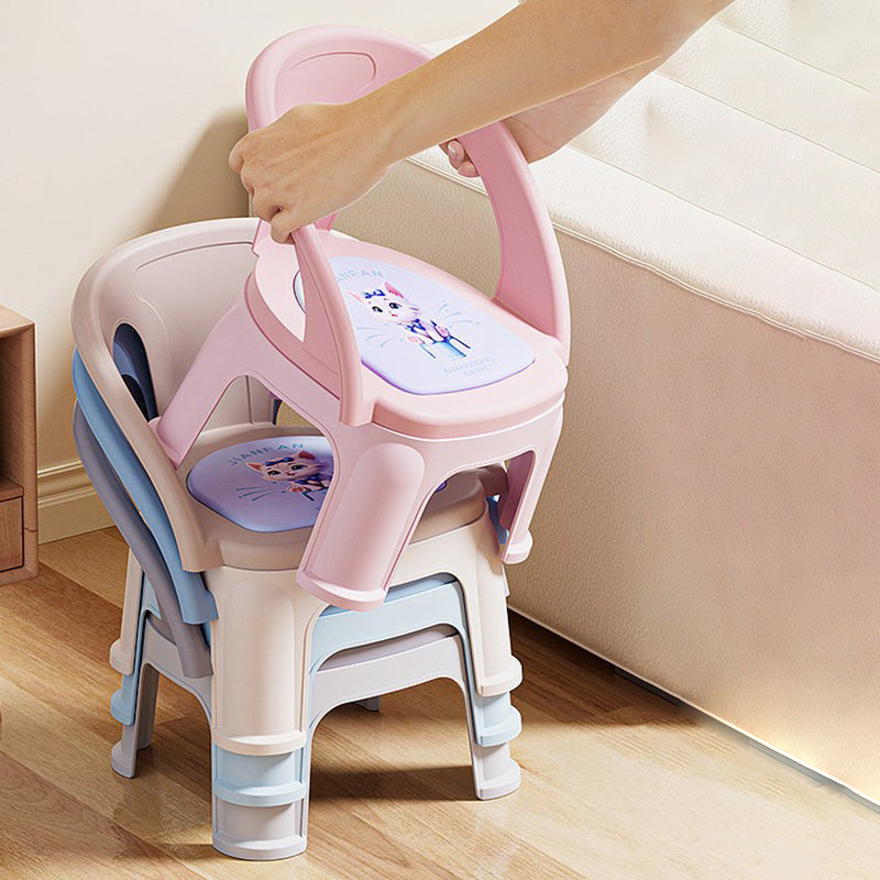Tabouret bas empilable contemporain et créatif en PP à émission sonore avec dossier et accoudoirs pour enfants, pour salon et chambre 