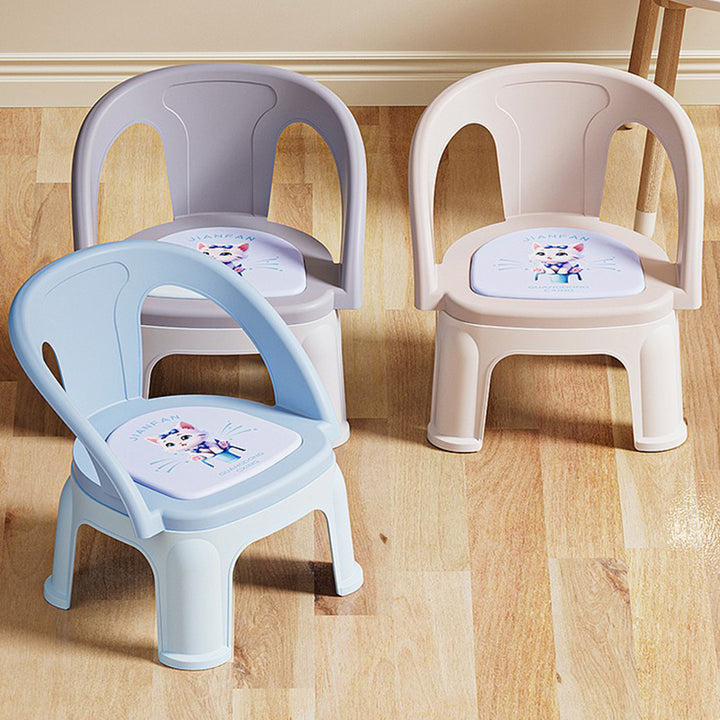 Tabouret bas empilable contemporain et créatif en PP à émission sonore avec dossier et accoudoirs pour enfants, pour salon et chambre 