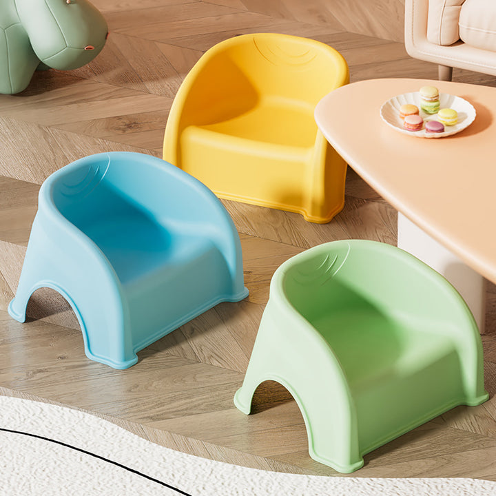 Tabouret bas empilable avec dossier et accoudoirs en PP rond créatif contemporain pour enfants, pour salon et chambre 