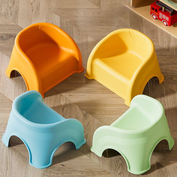 Tabouret bas empilable avec dossier et accoudoirs en PP rond créatif contemporain pour enfants, pour salon et chambre 