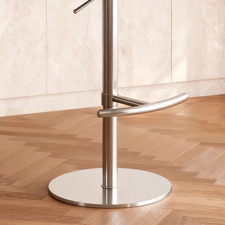 Tabouret de bar traditionnel vintage rond en bois de pin massif et acier inoxydable, avec dossier et accoudoirs en coton et lin, pour cuisine et salle à manger 