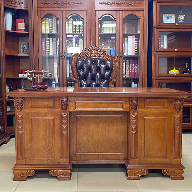 Traditioneller Vintage-Rechteckiger Top-Grain Semi-Aniline Leder Multi-Layer Massivholzplatte Edelstahl Rückenlehne Armlehne Chefsessel Schreibtischstuhl Für Zuhause Büro 