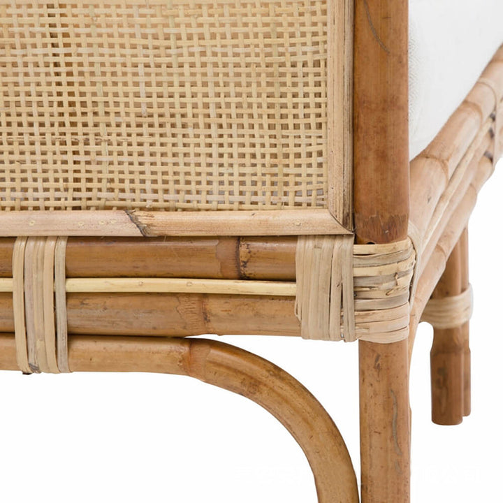 Traditional Chinese Backrest Armrest Sofa: Natural Indonesian Rattan &amp; Handwoven - Waterproof Cushion Zen-Style Chair For Living Room
