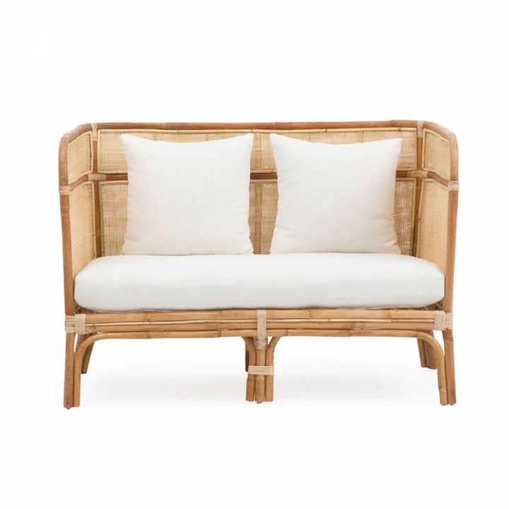 Traditional Chinese Backrest Armrest Sofa: Natural Indonesian Rattan &amp; Handwoven - Waterproof Cushion Zen-Style Chair For Living Room