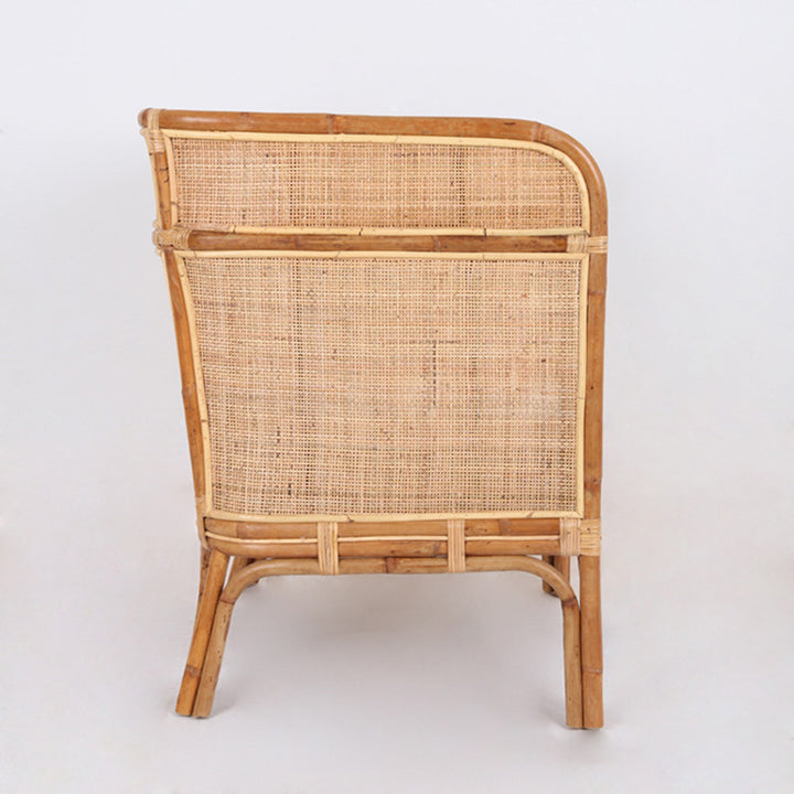 Traditional Chinese Backrest Armrest Sofa: Natural Indonesian Rattan &amp; Handwoven - Waterproof Cushion Zen-Style Chair For Living Room
