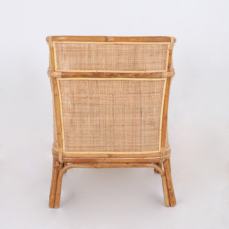 Traditional Chinese Backrest Armrest Sofa: Natural Indonesian Rattan &amp; Handwoven - Waterproof Cushion Zen-Style Chair For Living Room