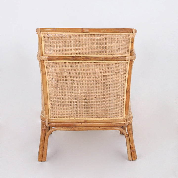 Traditional Chinese Backrest Armrest Sofa: Natural Indonesian Rattan &amp; Handwoven - Waterproof Cushion Zen-Style Chair For Living Room