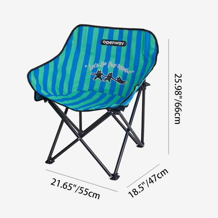 Moderner minimalistischer quadratischer Campingstuhl aus Kohlenstoffstahl und Oxford-Stoff mit faltbarer Rückenlehne und gestreiftem/kariertem Muster für den Außenbereich 