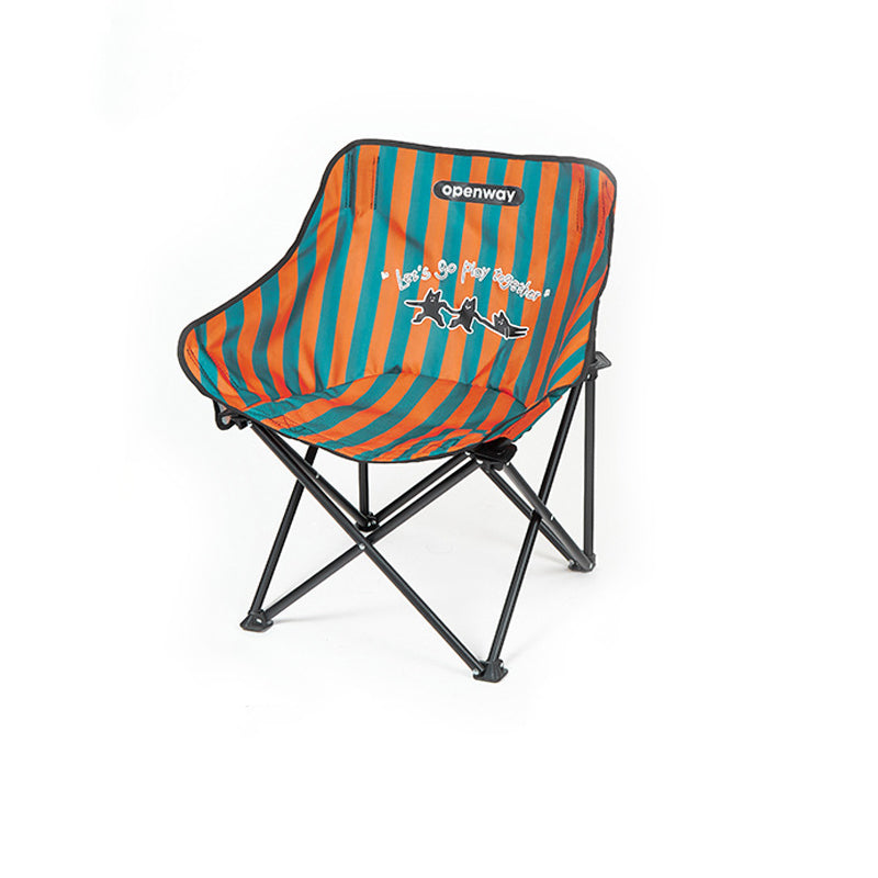Chaise de camping pliante avec dossier, en acier au carbone, tissu Oxford, motif rayé/à carreaux, style moderne minimaliste, pour l&