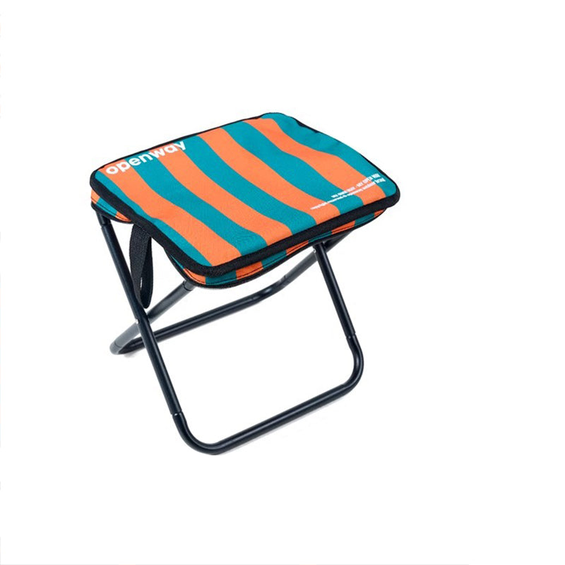 Moderner minimalistischer rechteckiger Klapphocker aus Kohlenstoffstahl und Oxford-Stoff mit Rückenlehne, gestreift/kariert, für den Außenbereich 
