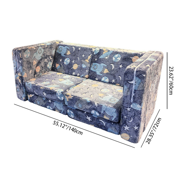 Canapé rectangulaire créatif contemporain pour enfants : deux places compressible - canapé confortable avec dossier et accoudoirs rembourrés pour salon 