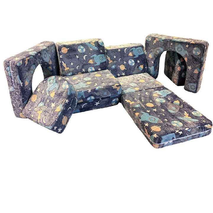 Contemporary Creative Rectangular Kids Sofa: Two-Seater Compressible - Comfortable Upholstered Backrest Armrest Sofa For Living Room