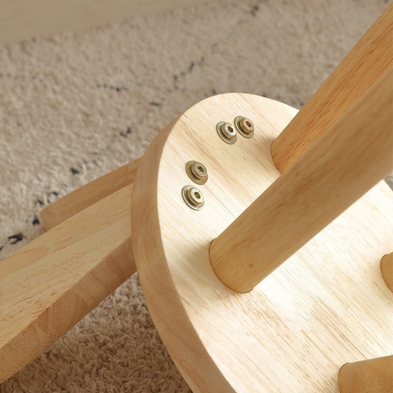 Contemporary Creative Round Rubberwood Backrest Kids Low Stool For Living Room