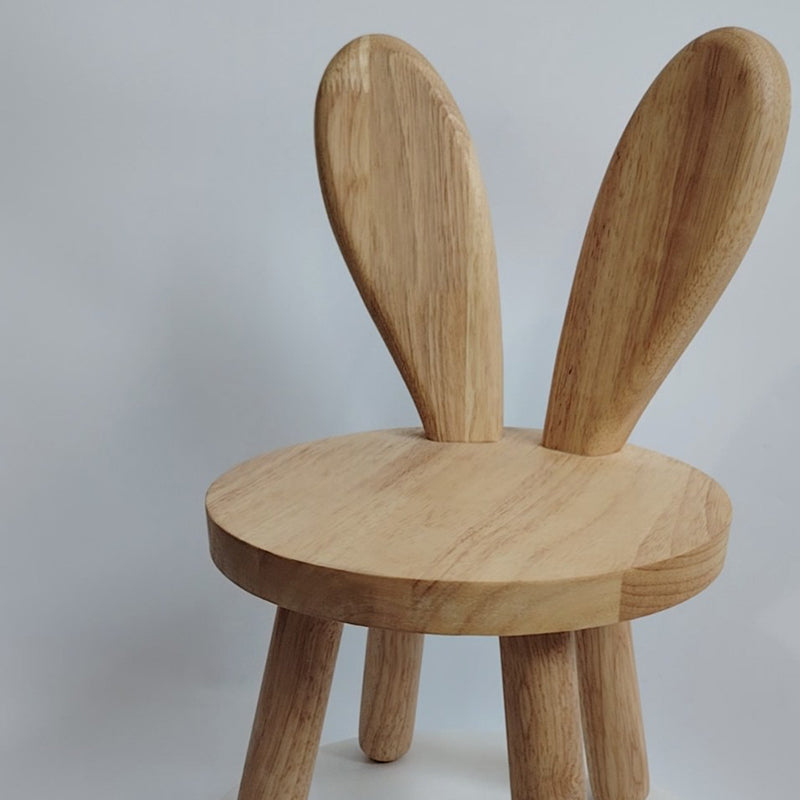 Contemporary Creative Round Rubberwood Backrest Kids Low Stool For Living Room
