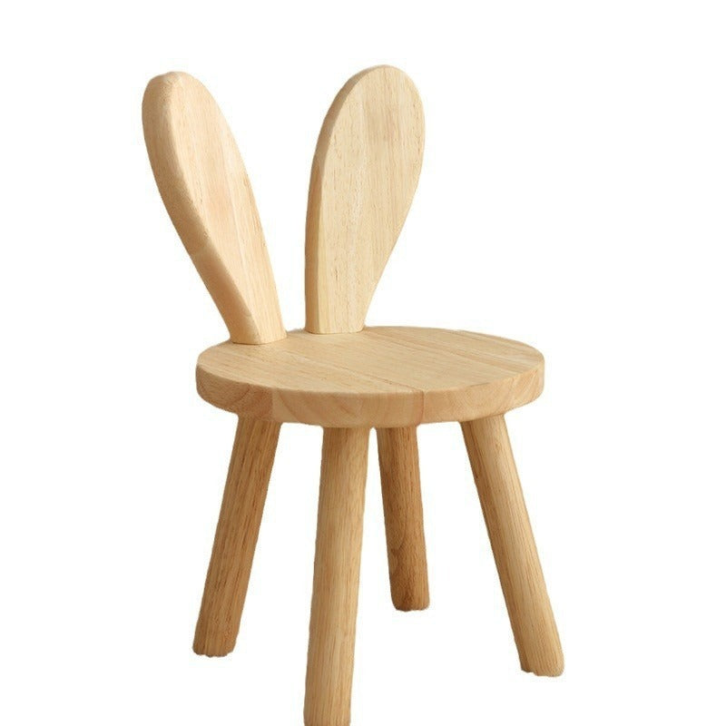 Contemporary Creative Round Rubberwood Backrest Kids Low Stool For Living Room
