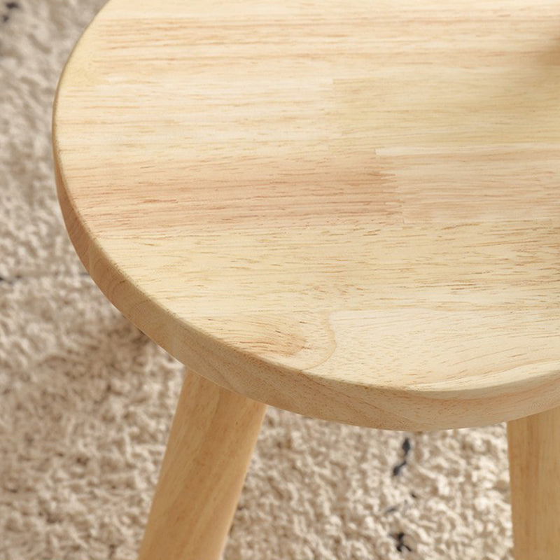 Contemporary Creative Round Rubberwood Backrest Kids Low Stool For Living Room