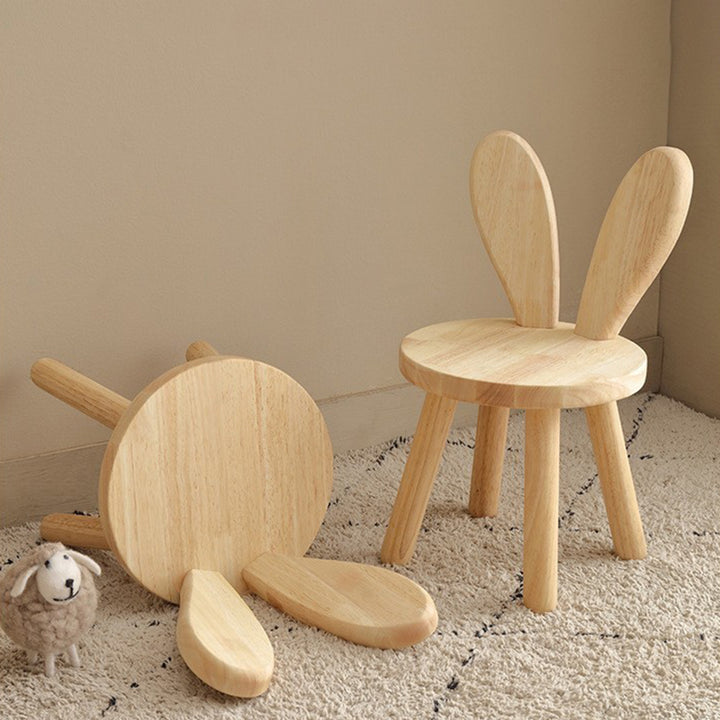 Contemporary Creative Round Rubberwood Backrest Kids Low Stool For Living Room