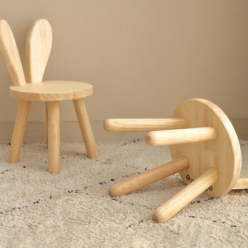 Contemporary Creative Round Rubberwood Backrest Kids Low Stool For Living Room
