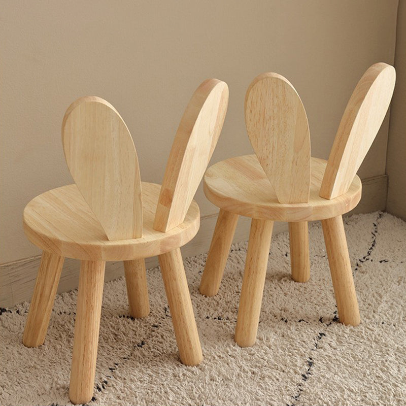 Contemporary Creative Round Rubberwood Backrest Kids Low Stool For Living Room