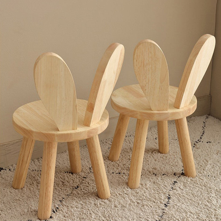 Contemporary Creative Round Rubberwood Backrest Kids Low Stool For Living Room