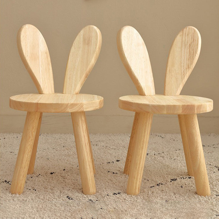 Contemporary Creative Round Rubberwood Backrest Kids Low Stool For Living Room