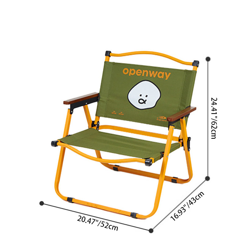 Chaise de camping pliante moderne minimaliste carrée en tissu Oxford, acier au carbone et bois de noyer, avec dossier et accoudoirs, pour l&
