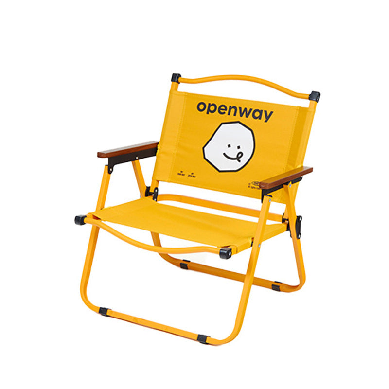 Chaise de camping pliante moderne minimaliste carrée en tissu Oxford, acier au carbone et bois de noyer, avec dossier et accoudoirs, pour l&