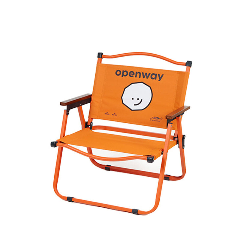 Chaise de camping pliante moderne minimaliste carrée en tissu Oxford, acier au carbone et bois de noyer, avec dossier et accoudoirs, pour l&