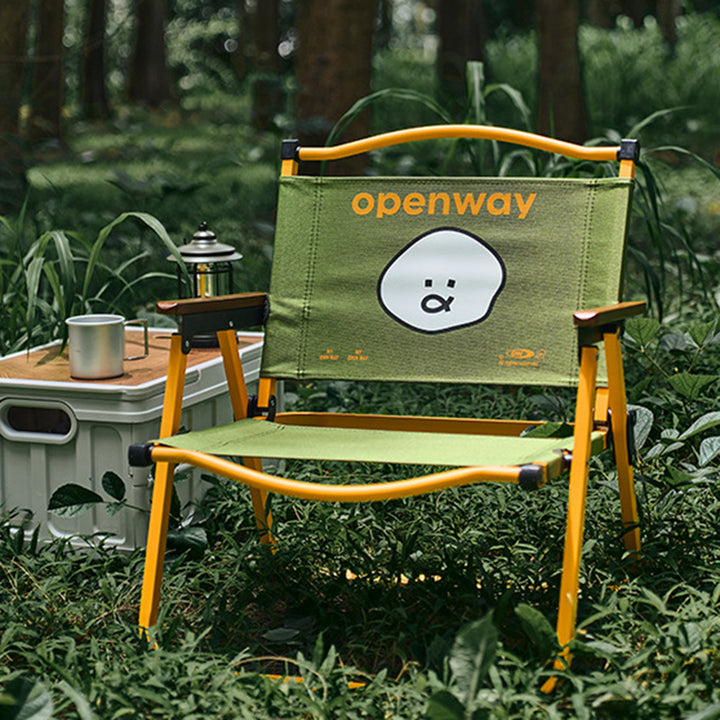 Chaise de camping pliante moderne minimaliste carrée en tissu Oxford, acier au carbone et bois de noyer, avec dossier et accoudoirs, pour l&
