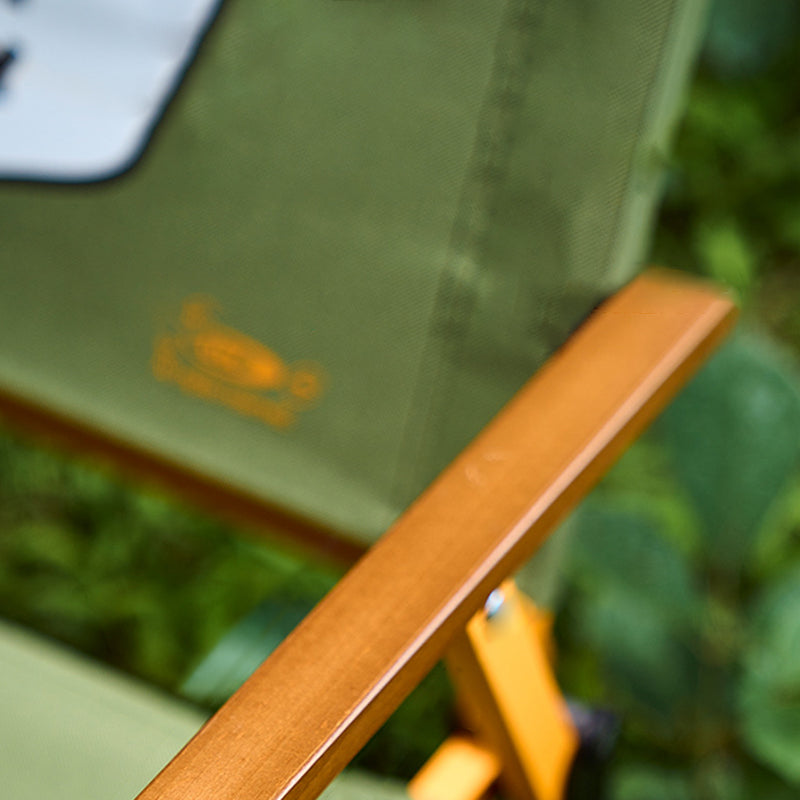 Chaise de camping pliante moderne minimaliste carrée en tissu Oxford, acier au carbone et bois de noyer, avec dossier et accoudoirs, pour l&