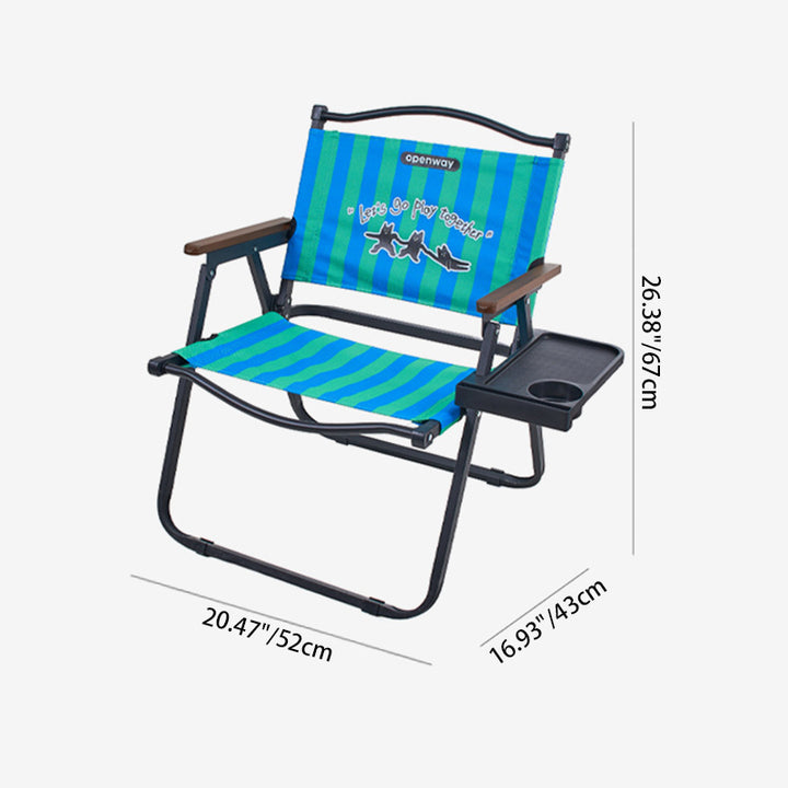 Moderner minimalistischer quadratischer Campingstuhl aus Oxford-Stoff, Karbonstahl und Walnussholz, faltbar, mit Stauraum, Rückenlehne und Armlehnen für den Außenbereich 