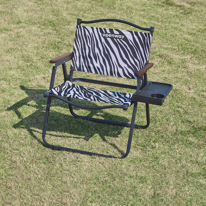 Moderner minimalistischer quadratischer Campingstuhl aus Oxford-Stoff, Karbonstahl und Walnussholz, faltbar, mit Stauraum, Rückenlehne und Armlehnen für den Außenbereich 