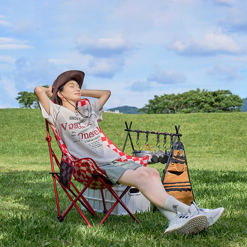 Modern Minimalist Rectangular Oxford Fabric Carbon Steel Backrest Foldable Camping Chair For Outdoor