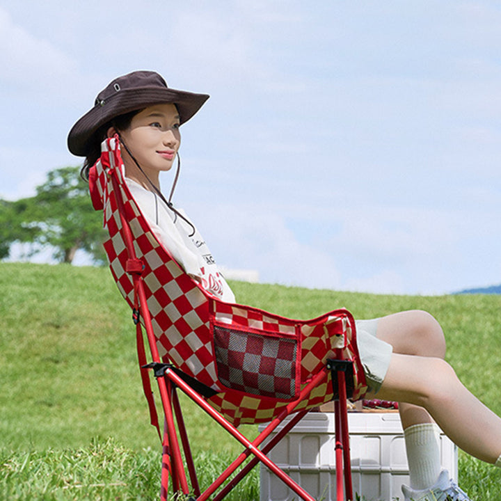 Modern Minimalist Rectangular Oxford Fabric Carbon Steel Backrest Foldable Camping Chair For Outdoor