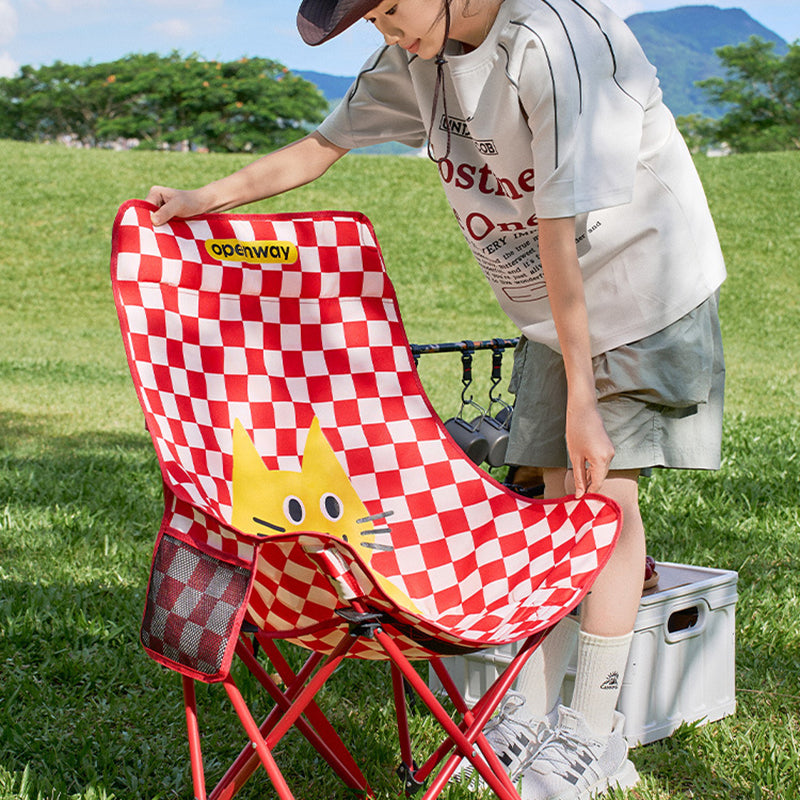 Modern Minimalist Rectangular Oxford Fabric Carbon Steel Backrest Foldable Camping Chair For Outdoor