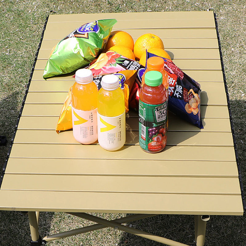 Modern Minimalist Rectangular Oxford Fabric Carbon Steel Foldable Storage Beige Camping Table &amp; Chair Set For Outdoor