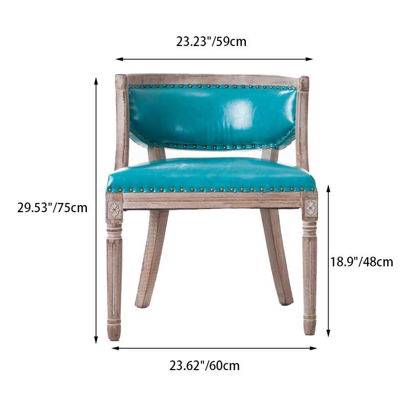 Traditioneller Vintage-Quadrat-Dining-Stuhl aus Gummibaumholz mit PU-Leder-Rückenlehne und Armlehnen für das Esszimmer 