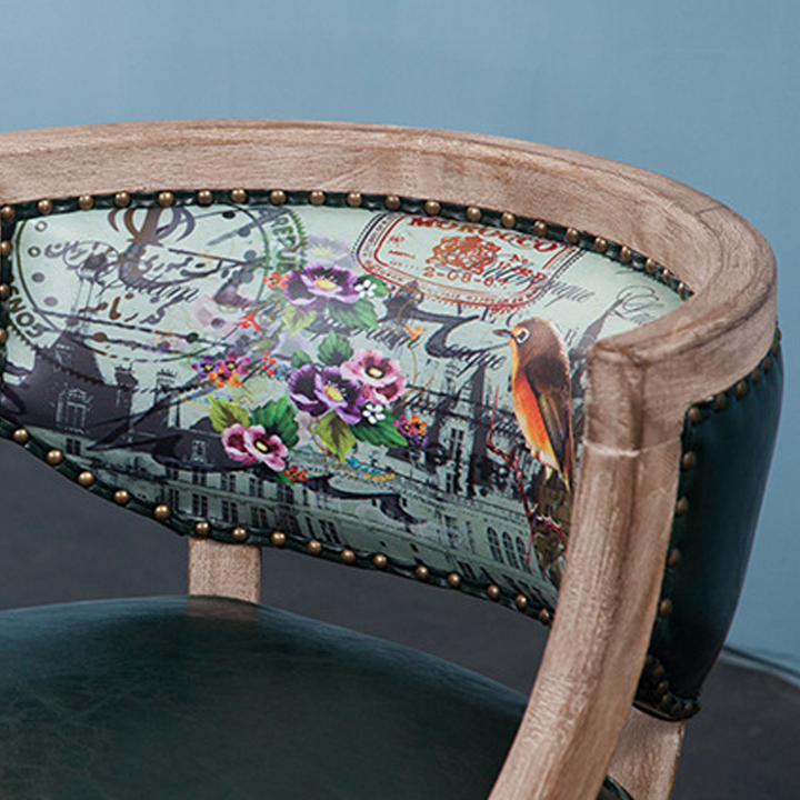 Traditioneller Vintage-Quadrat-Dining-Stuhl aus Gummibaumholz mit PU-Leder-Rückenlehne und Armlehnen für das Esszimmer 