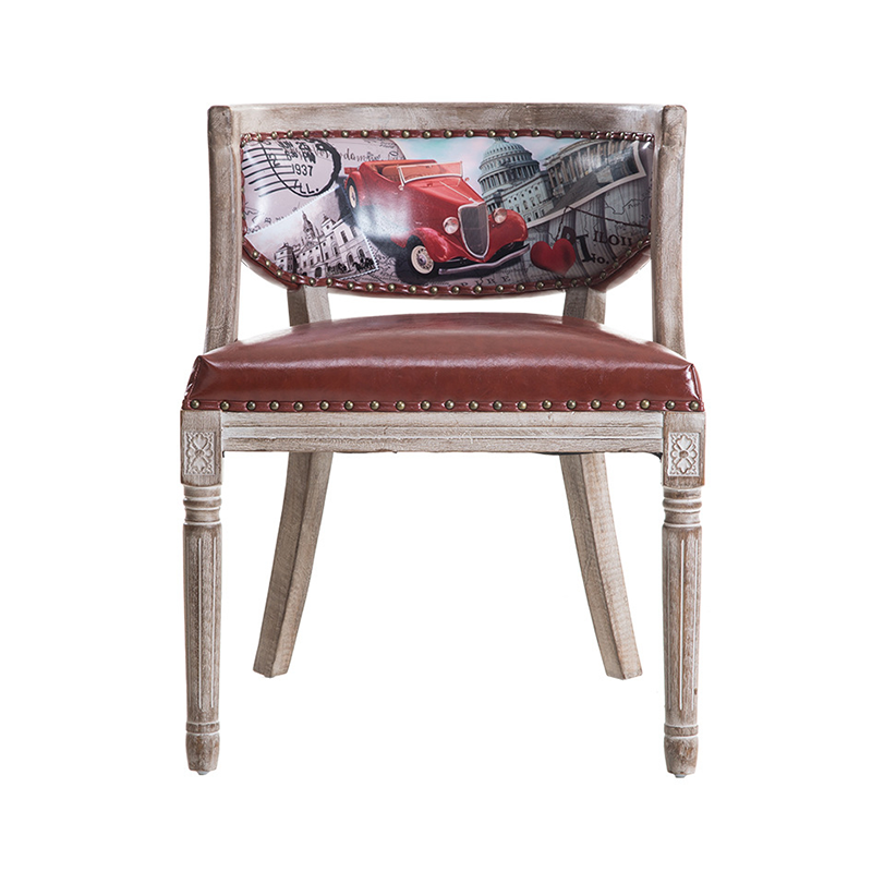 Traditioneller Vintage-Quadrat-Dining-Stuhl aus Gummibaumholz mit PU-Leder-Rückenlehne und Armlehnen für das Esszimmer 