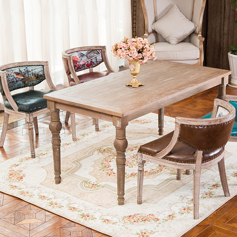 Traditioneller Vintage-Quadrat-Dining-Stuhl aus Gummibaumholz mit PU-Leder-Rückenlehne und Armlehnen für das Esszimmer 
